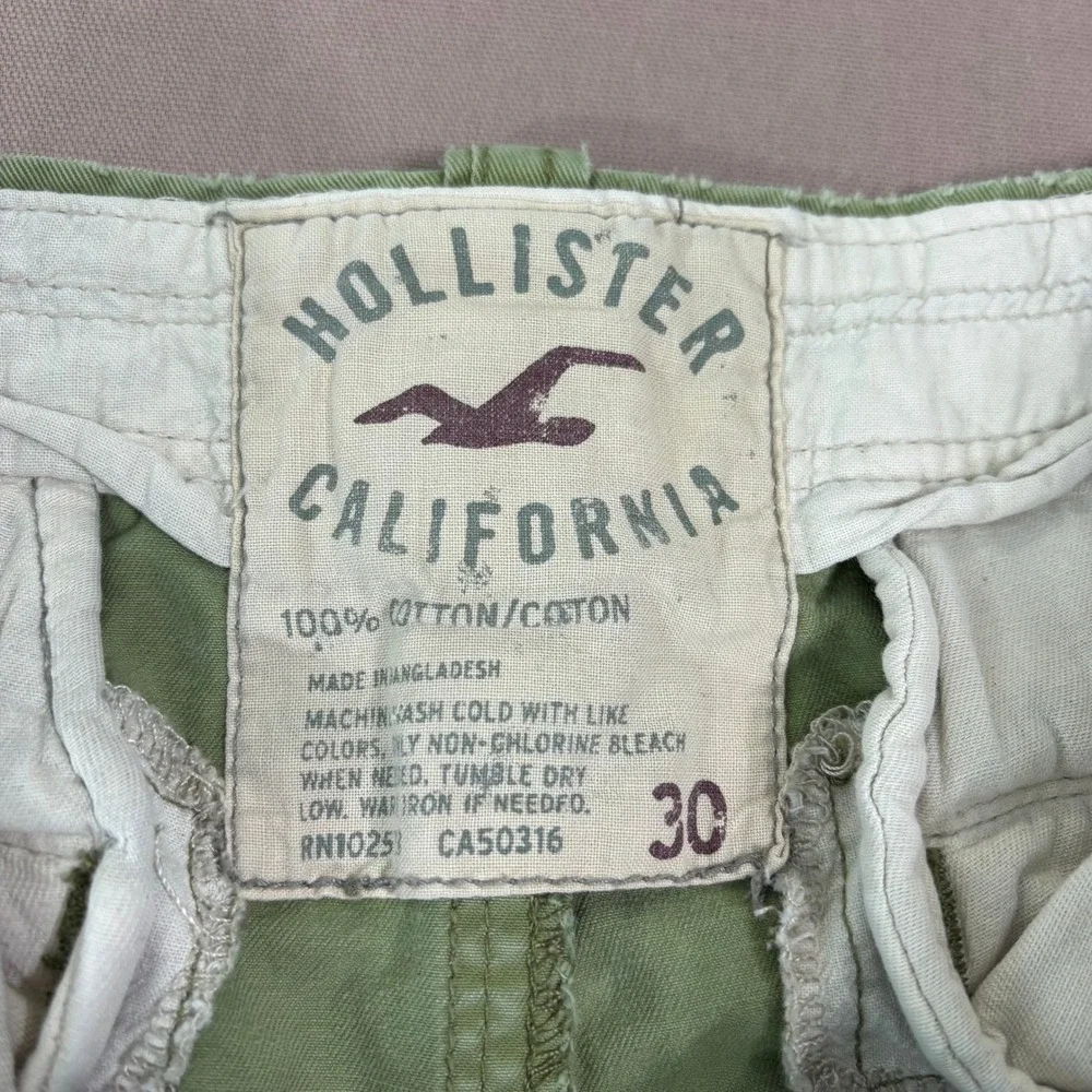 Hollister Shorts Men 30 Green Classic Fit Cotton Twill Chino Casual Cargo Pocket